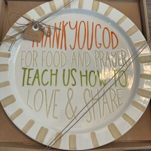 Mud Pie Ceramic Plate with Orange and Cream Accents